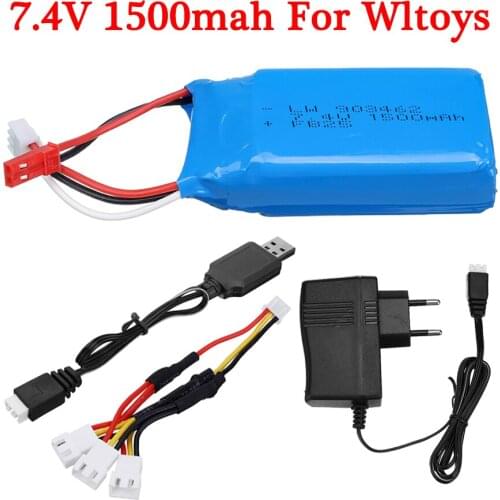 7.4 V 1500mAh Lipo Batttery + USB Charger for Wltoys V913 L959 L969 L979 L202 L212 A959 RC car Trucks Tanks Drone Battery parts