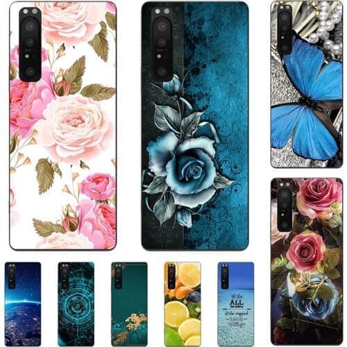 Fashion Flower Case For SONY Xperia 1 iii XQBC62 XQBC52V Xperia 1 II XQ-AT51 XQ-AT52 Cover Soft Silicone Cat Printing Coque