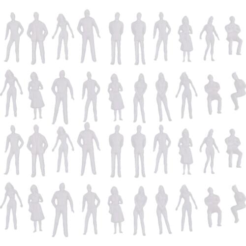 Set of 40 Unpainted Figure Model Person Model Layout People Diorama