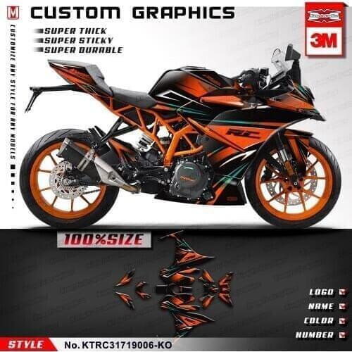 KUNGFU GRAPHICS Self Adhesive Stickers Kit Custom Motorcycle Decal Set for RC 125 200 RC125 RC200 2017 2018 2019 2020 Orange