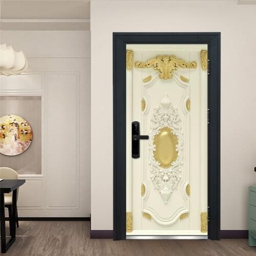 Baroque Retro Door Stickers Self-adhesive Waterproof 3D Stereo Wallpaper On The Doors Living Room Bedroom Decor Renovation Mural