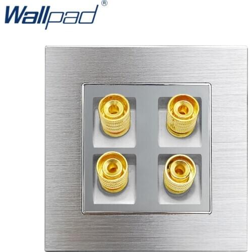 4 Pin Audio Socket Wallpad Grey Aluminum Alloy Panel Electric Wall Electrical Outlets For Home