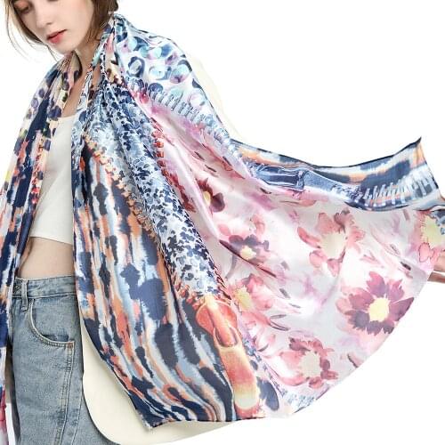 New luxury silk scarf designer Van Gogh womens scarf flower silk cashmere womens Square Scarf New headscarf