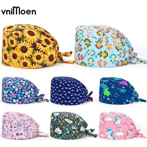 Wholesale prices pet printing Nursing work cap grooming hat Scrubs cap/hat beauty salon working hat accessories women work hat