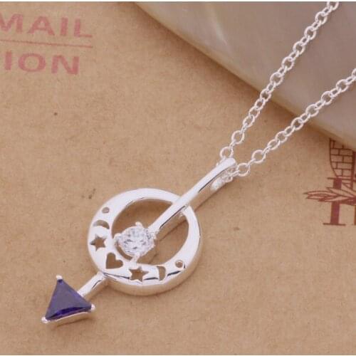 AN323 stearling silver color color Necklace silver color color fashion jewelry pendant stone /bcbajtia amzajega