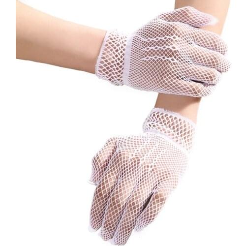 1pair Mesh Fishnet Gloves Women Fashion Summer Girls Mittens UV Proof Driving Dance Costume Lace Gloves Mittens Guantes