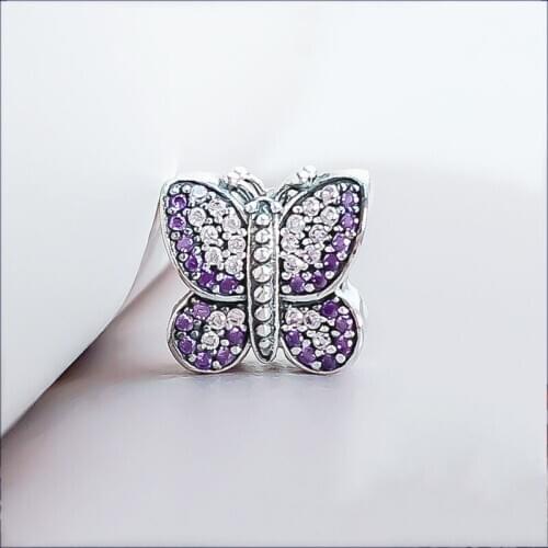 Authentic 925 Sterling Silver Beads Shining Butterfly Heart Creative Beads Fit Original Pandora Bracelet For Women Diy Jewelry