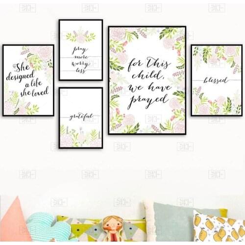 Bible Verse Poster Blessed Grateful Wall Art Inspirational Quote Canvas Painting Flowers Posters and Prints Home Decoration Tb19