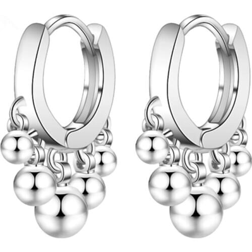 Japanese style simple personality cute temperament wild light beads short paragraph silver plated ear rings YE018