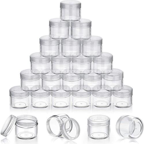 50pcs 20g Empty Plastic Cosmetic Makeup Jar Transparent Sample Bottles Eye shadow Cream Container Lip Balm DIY Storage Pot