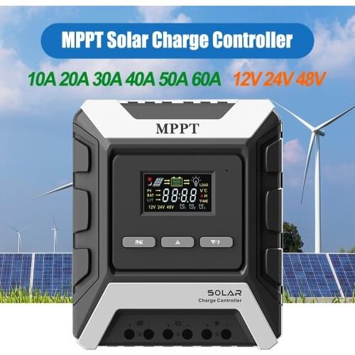 PV Solar Charge Controller MPPT 60A 50A 40A 30A 20A 10A LCD display 12V 24V 48V Auto High Efficiency Battery Regulator Dual USB