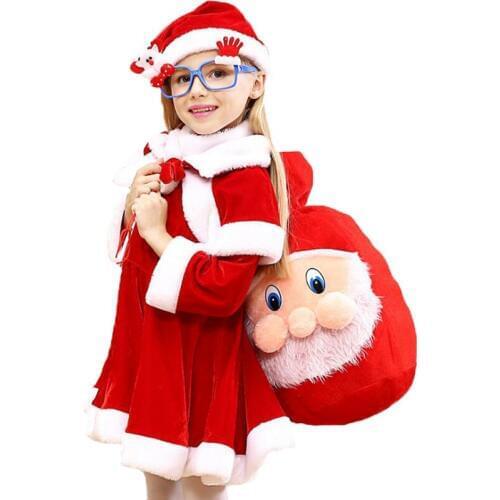 2 4 6 8 10 Years Christmas Costume Boys Girls Santa Claus Red Dress With Cloak Cosplay Kids Children Clothing Girls Clothes