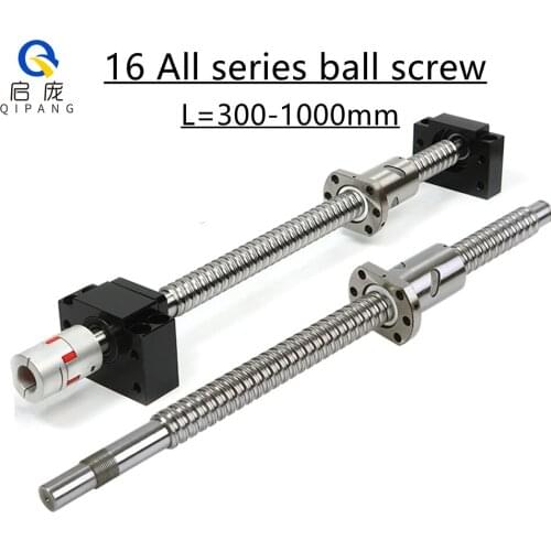 SFU1604 300-1000mm rolled ball screw C7 with 1204 flange single ball nut BK/BF10 end machined CNC