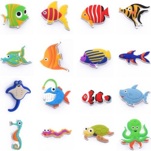 1Pcs Novelty Cute Shoe Charms Accessories Shoe Decoration for Crocs JIBZ Ocean Cartoon Animals Wristbands Kids Girl Gift