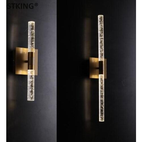 Modern led bubble crystal Wall Lamp for dining room Bedside Champagne Gold wall sconce Lamp Luminaire Bathroom Light 110-240V