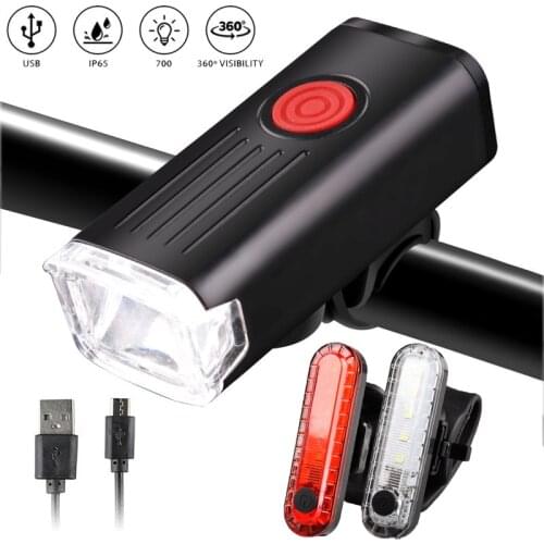 Bike Bicycle Light USB LED Rechargeable Set Mountain Cycle Front Back Headlight Lamp Flashlight Bike Lights Bicycle Led Light