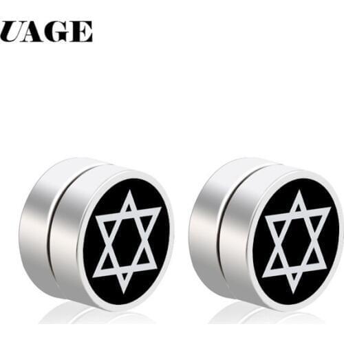 UAGE Magnetic Earrings ,Double-sided Round Men Earrings ,Fake Earrings ,Non Piercing Earrings Gift for Boyfriend Lover Jewelry