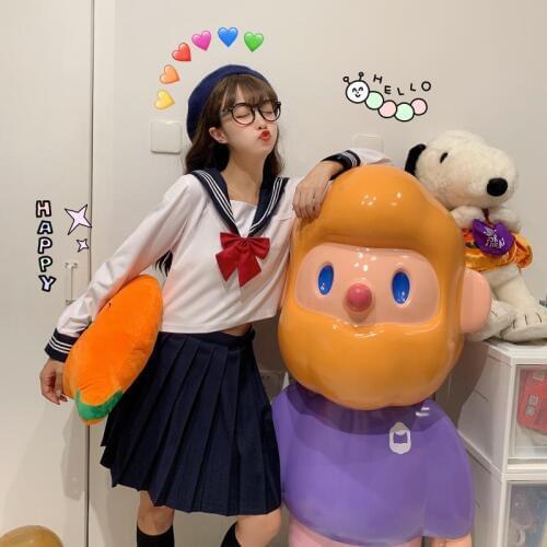Collar Long Sleeves Shirt Skirt Sailor JK Uniforms Suit Female 2020 sailor shirt school girl skirt japanese school uniform