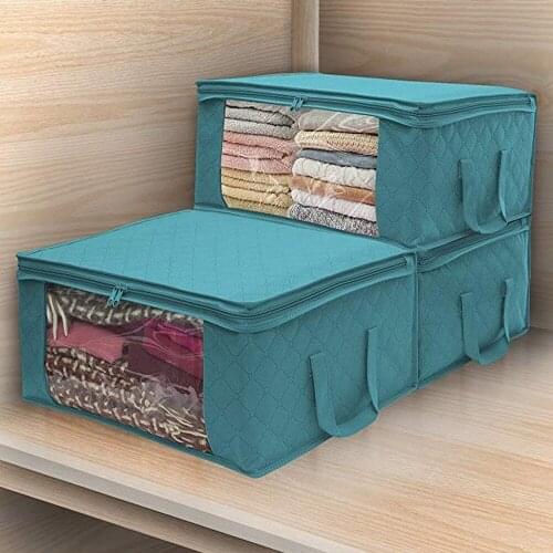 Clothes Storage Boxes Organizer Box Clothes Collecting Case Non Woven Fabric Foldable With Zipper Moisture-proof Storage Bags