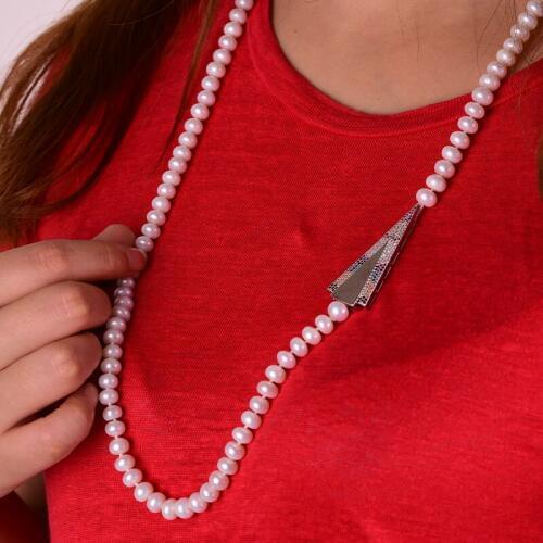 YIKALAISI Pearl Jewelry For Women Natural freshwater Pearl Long Necklace 8-9 mm Real Best Gifts 2018 new fashion jewelry