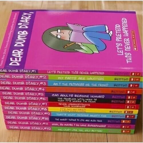 8-12 year 12 book/set Children English story book DEAR DUMB DIARY English picture funnycartoon book Children early education