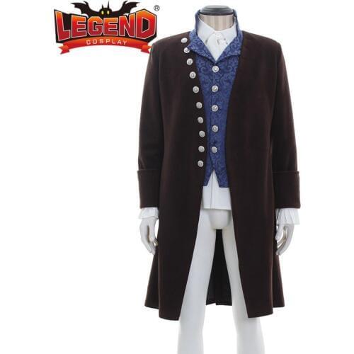 Colonial Victorian Edwardian Frock Coat Waistcoat or vest shirt cravat jabot mens outfit cosplay costume outfit wool jacket