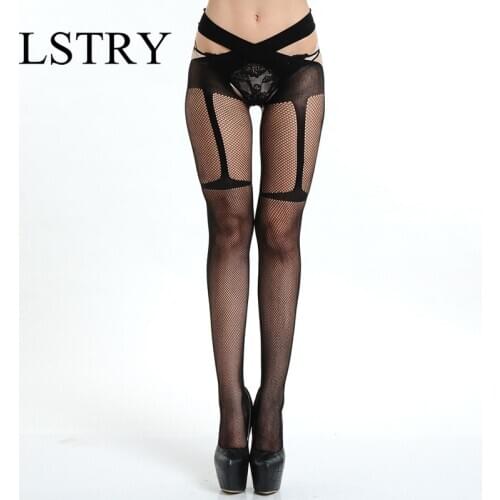 Women Sexy Lingerie Stripe Elastic Stockings Transparent Black Fishnet Lstry Sexy Erotic Lingerie Hot Open Crotch Sexy Stockings