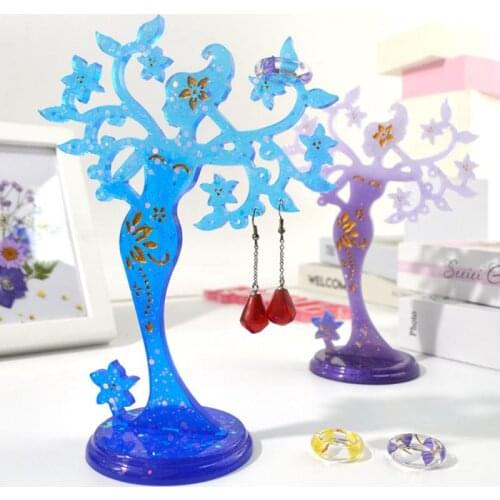 1pc DIY Crystal Epoxy Glue Silicone Jewelry Holder Fine Tree Branches Mirror Manual Swing Table Mold Epoxy Silicone Mould