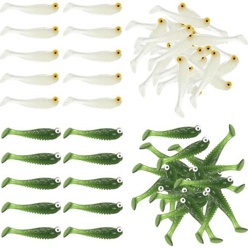 10/20 pcs Soft Fishing Lure 5.5cm 1.2g Luminous PVC T Tail Artificial Bait Wobblers Swimbaits Fishing Pesca Tackles