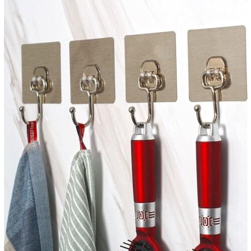 10 Pcs/set Door Wall Hangers Hooks Strong Self Adhesive Gold Silver Storage Rack Kitchen Batroom Towl Kitchen Tools Rack