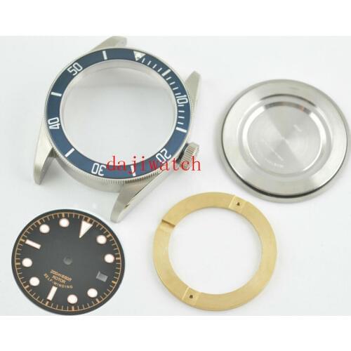 41mm Sapphire Glass Aluminum Bezel Watch Parts Case Dial fit ETA 2824 2836