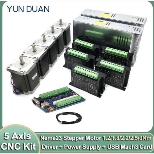 5 Axis CNC Router electronic kit Nema23 56mm Stepper Motor DC 2PH 3A TB660 Driver 350W Power Supply USB Mach3 Controller Card