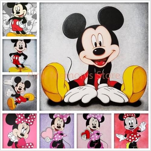 Disney Mickey 5D DIY Diamond Embroidery Full Square Round Diamond Painting Cartoon Cross Stitch Kit Rhinestone Mosaic Picture