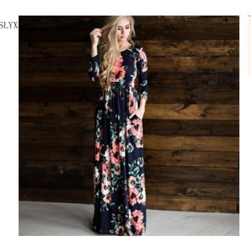 Bohemian Maternity Dress Floral Printed Dresses For Pregnant Women Long Three Quarter Sleeve Loose Maxi Dress Vestidos Boho 3XL