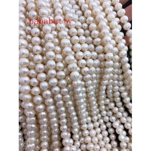 Wholesale NEW Natural 1Strand Jewelry Natural Freshwater White Pearl loose Beads 6-8mm DIY Jewelry 15"