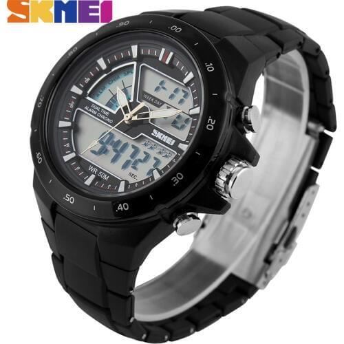 SKMEI Fashion Men Quartz Watch Dual Display Multiple Time Zone Calendar Sport Waterproof Male Wristwatch Relogio Masculino 1016