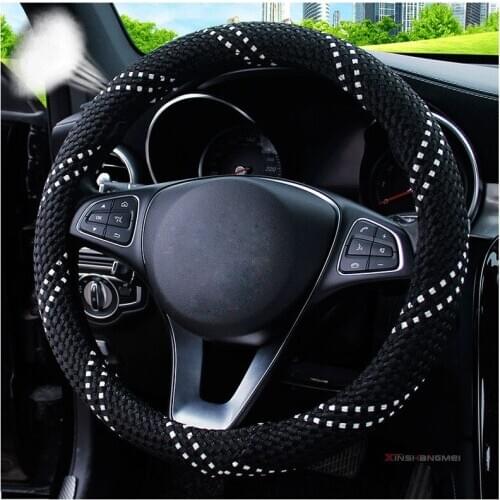 Summer Ice Silk Breathable Anti-Skid Steering Wheel Cover For 37 - 38 CM 14.5"-15" Ring M Size Steering-Wheel Car Styling Carpet