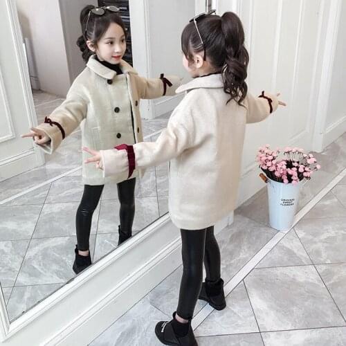 Kids coat 2019 Winter Girls Jacket for girls Children Clothing wool blends Outerwear teenage Boy thick Clothes 4-14 Year