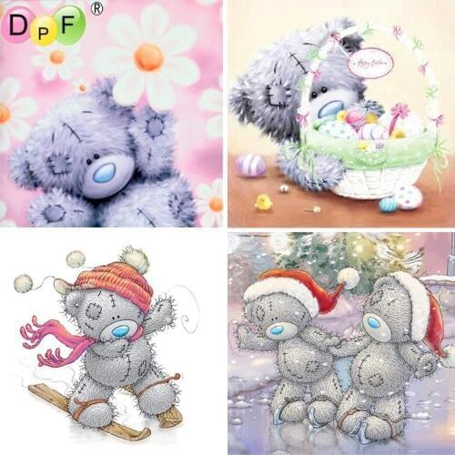 DPF DIY 5D full Round Diamond Painting Magic Cube Cross Stitch cute bear sport play Diamond Embroidery Mosaic Home Decor Crafts