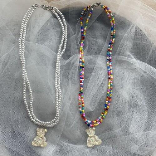 Harajuku Korean Style Cute Bear Pendant Necklace Fashion Neck Jewelry for Women Lady Sweet Animal Necklaces Cool Gift New Design