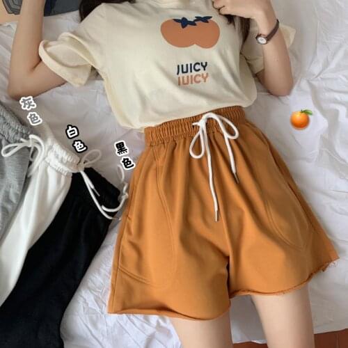 Cotton Elastic Waist Black White Fashion Basic High Waist Summer WomenS Casual Cycling Clothing Sports Fitness Shorts 2021