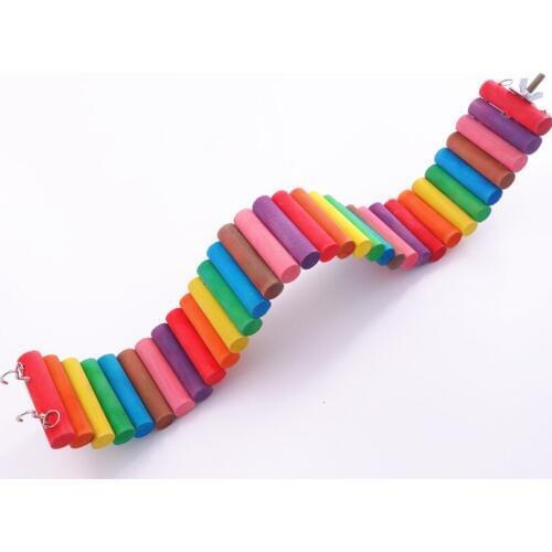 Bird Toys Colorful Rainbow Boardwalk Parrot Cage Funny Hamster Parrot Toys Stairs Ladder Wooden Toys Pet Products for Parrots