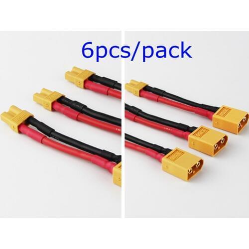 6pcs/lot Male XT-60 to Female XT-30 Connector Adapter Turnigy Drone XT30 XT60 FPV Cable 16awg 5cm For Battery Charger