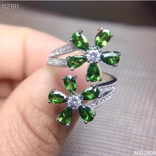 KJJEAXCMY fine jewelry 925 sterling silver inlaid natural diopside new ring elegant girls ring support test
