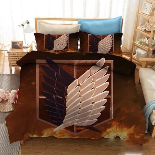 Attack on Titan Duvet Cover Queen Bedding Set 2/3pcs Anime Microfiber Polyester Quilt Cover with Pillowcase for Teens Kids Boys