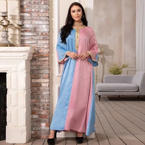 Fashion Ramadan Eid Abaya Hijab Beading Muslim Dress Female Hit Color Caftan Turkish Islamic Kaftan Robe Musulman Abayas WY79