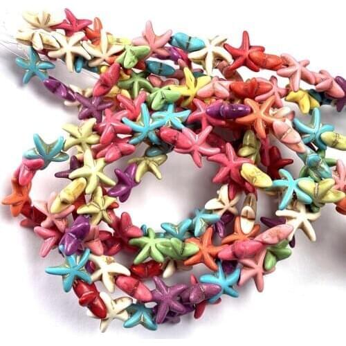 Natural Turquoises Beads Little Starfish Shape Mixed Colors Loose Beads for Making DIY Jewelry Necklace Accessories Size 14 mm