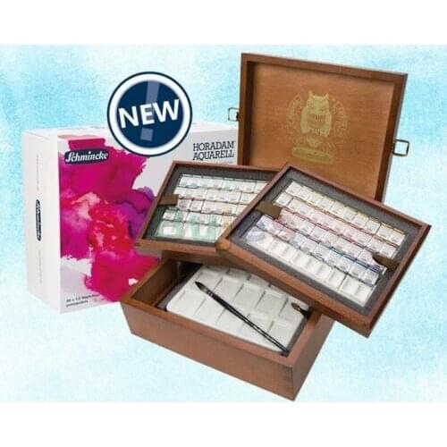 Germany Original SCHMINCKE Horadam Watercolor 80 Half Pans Wooden Box Set - Limited Edition, Artist Painting Supplies