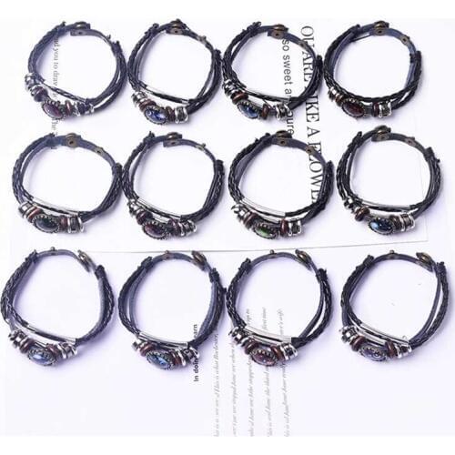 2020 New Fashion Jewelry Luminous Leather Bracelet Retro Punk 12 Constellations Bracelet Men Personality Zodiac Signs Bracelet