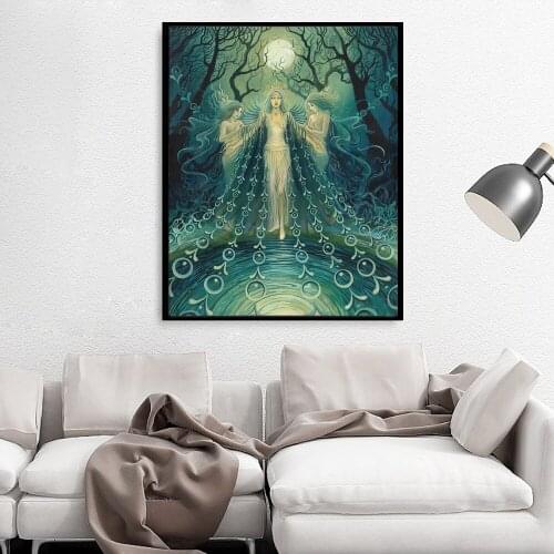 Nyx Greek Goddess of the Night Psychedelic Bohemian Wall Art Print Pagan Goddess Canvas Poster Picture Print Wall Art Pictures